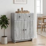 vidaXL Servírovacia skriňa so zásuvkou Sivá sonoma 66 x 34,5 x 90 cm – Obrázok 4