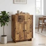 vidaXL Servírovacia skriňa so zásuvkou Staré drevo 66 x 34,5 x 90 cm – Obrázok 4