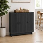 vidaXL Servírovacia skriňa Čierna 89 x 34,5 x 80 cm Kompozitné drevo – Obrázok 4