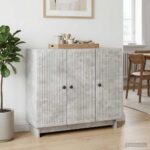 vidaXL Servírovacia skriňa Betónovo sivá 89 x 34,5 x 80 cm – Obrázok 4