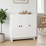 vidaXL Servírovacia skriňa Biela s vysokým leskom 89 x 34,5 x 80 cm – Obrázok 4