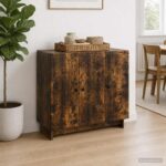 vidaXL Servírovacia skriňa Dymový dub 89 x 34,5 x 80 cm – Obrázok 4