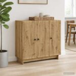 vidaXL Servírovacia skriňa Dub artisan 89 x 34,5 x 80 cm – Obrázok 4