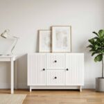 vidaXL Servírovacia skriňa Biela s vysokým leskom 89 x 34,5 x 60 cm