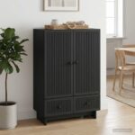 vidaXL Servírovacia skriňa Čierny 66 x 34,5 x 95 cm Konštruované drevo – Obrázok 4