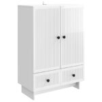 vidaXL Servírovacia skriňa Vysoký Lesklý Biely 66 x 34,5 x 95 cm – Obrázok 2