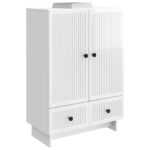 vidaXL Servírovacia skriňa Vysoký Lesklý Biely 66 x 34,5 x 95 cm – Obrázok 3