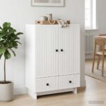 vidaXL Servírovacia skriňa Vysoký Lesklý Biely 66 x 34,5 x 95 cm – Obrázok 4