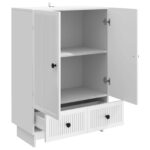 vidaXL Servírovacia skriňa Vysoký Lesklý Biely 66 x 34,5 x 95 cm – Obrázok 5
