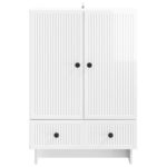 vidaXL Servírovacia skriňa Vysoký Lesklý Biely 66 x 34,5 x 95 cm – Obrázok 6
