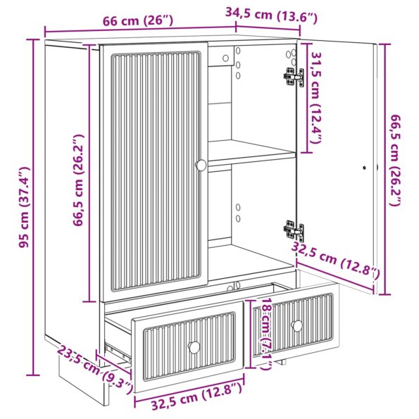 vidaXL Servírovacia skriňa Údený Dub 66 x 34,5 x 95 cm – Obrázok 10