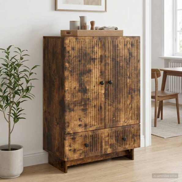 vidaXL Servírovacia skriňa Údený Dub 66 x 34,5 x 95 cm – Obrázok 4