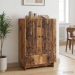 vidaXL Servírovacia skriňa Staré drevo 66 x 34,5 x 95 cm – Obrázok 4