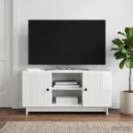 vidaXL TV skrinka 102 x 34,5 x 50 cm Biela s vysokým leskom – Obrázok 4