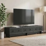vidaXL TV skrinka Čierna 147 x 34,5 x 30 cm Kompozitné drevo – Obrázok 4