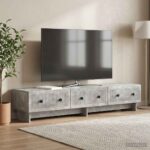 vidaXL TV skrinka Betónovo sivá 147 x 34,5 x 30 cm Kompozitné drevo – Obrázok 4