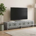 vidaXL TV skrinka Sivá sonoma 147 x 34,5 x 30 cm Kompozitné drevo – Obrázok 4