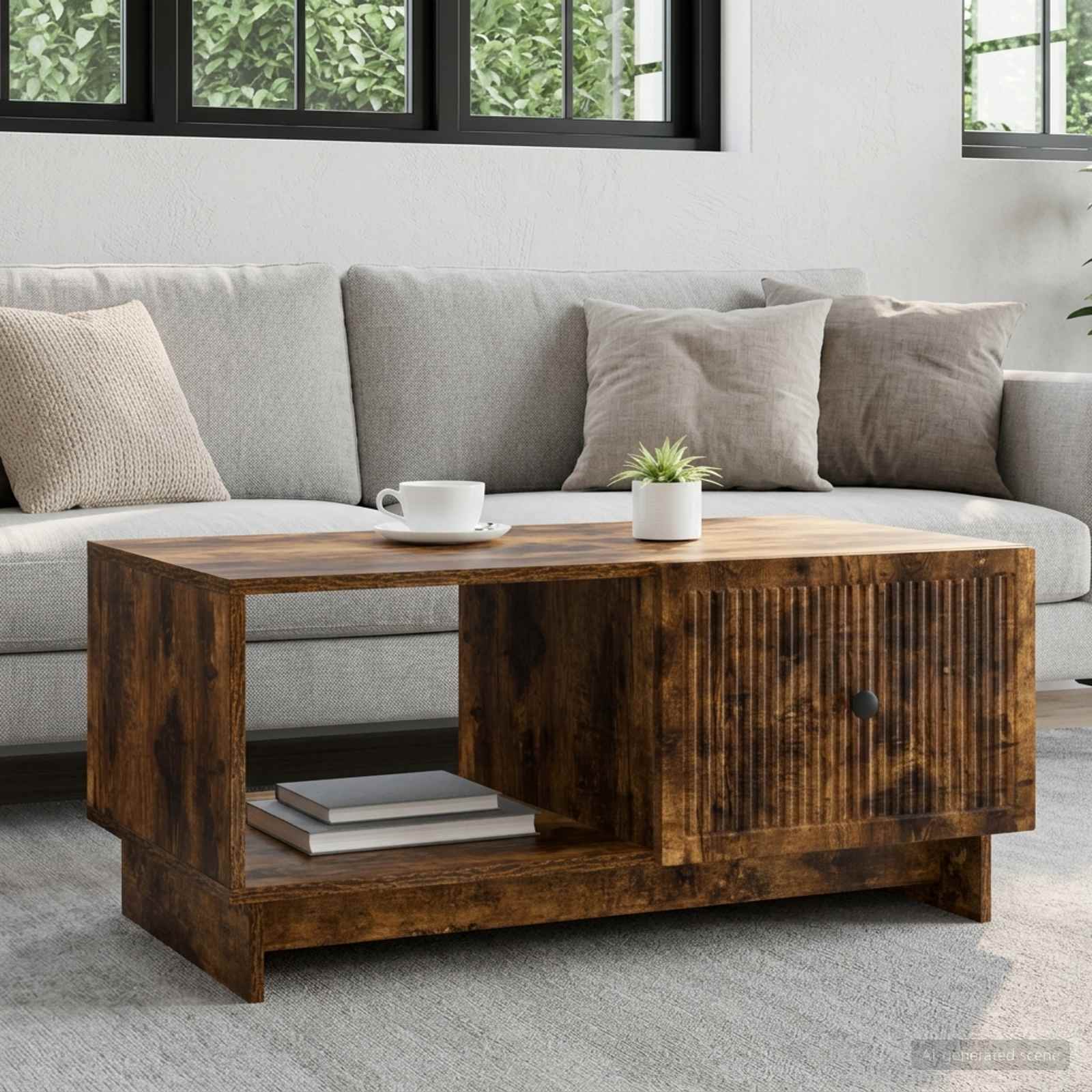 894040_1.jpg vidaXL Konferenčný stolík Dymový dub 90 x 50 x 40 cm Kompozitné drevo – Obrázok 1