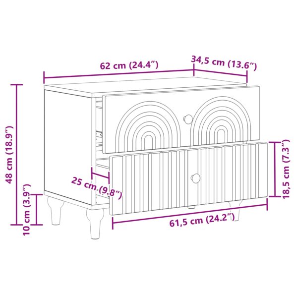 vidaXL Nočný stolík Dymový dub 62 x 34,5 x 48 cm Kompozitné drevo – Obrázok 9