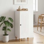 vidaXL Servírovacia skriňa Biela s vysokým leskom 33 x 34,5 x 90 cm – Obrázok 4