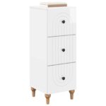 vidaXL Zásuvkový kabinet Biela s vysokým leskom 33 x 34,5 x 90 cm – Obrázok 2