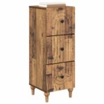 vidaXL Zásuvkový kabinet Staré drevo 33 x 34,5 x 90 cm – Obrázok 2