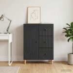 vidaXL Servírovacia skriňa Čierna 66 x 34,5 x 90 cm Kompozitné drevo