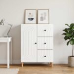 vidaXL Servírovacia skriňa Biela s vysokým leskom 66 x 34,5 x 90 cm