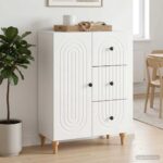 vidaXL Servírovacia skriňa Biela s vysokým leskom 66 x 34,5 x 90 cm – Obrázok 4