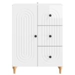 vidaXL Servírovacia skriňa Biela s vysokým leskom 66 x 34,5 x 90 cm – Obrázok 6