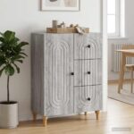 vidaXL Servírovacia skriňa so zásuvkou Sivá sonoma 66 x 34,5 x 90 cm – Obrázok 4