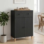 vidaXL Servírovacia skriňa Čierna 66 x 34,5 x 90 cm Kompozitné drevo – Obrázok 4