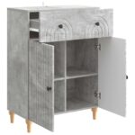 vidaXL Servírovacia skriňa so zásuvkou Betónovo sivá 66 x 34,5 x 90 cm – Obrázok 5