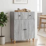 vidaXL Servírovacia skriňa so zásuvkou Sivá sonoma 66 x 34,5 x 90 cm – Obrázok 4