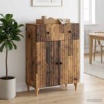 vidaXL Servírovacia skriňa so zásuvkou Staré drevo 66 x 34,5 x 90 cm