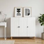 vidaXL Servírovacia skriňa Biela 89 x 34,5 x 80 cm Kompozitné drevo – Obrázok 4