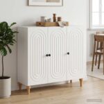 vidaXL Servírovacia skriňa Biela s vysokým leskom 89 x 34,5 x 80 cm
