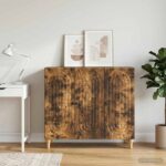 vidaXL Servírovacia skriňa Dymový dub 89 x 34,5 x 80 cm – Obrázok 4