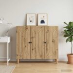 vidaXL Servírovacia skriňa Dub artisan 89 x 34,5 x 80 cm – Obrázok 4