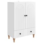 vidaXL Servírovacia skriňa Biela 66 x 34,5 x 95 cm Kompozitné drevo – Obrázok 2