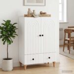 vidaXL Servírovacia skriňa Biela 66 x 34,5 x 95 cm Kompozitné drevo – Obrázok 3