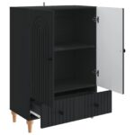 vidaXL Servírovacia skriňa Čierna 66 x 34,5 x 95 cm Kompozitné drevo – Obrázok 4
