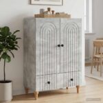 vidaXL Servírovacia skriňa so zásuvkou Betónovo sivá 66 x 34,5 x 95 cm