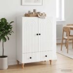vidaXL Servírovacia skriňa Biela s vysokým leskom 66 x 34,5 x 95 cm