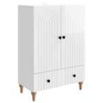 vidaXL Servírovacia skriňa Biela s vysokým leskom 66 x 34,5 x 95 cm – Obrázok 2