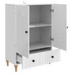 vidaXL Servírovacia skriňa Biela s vysokým leskom 66 x 34,5 x 95 cm – Obrázok 4