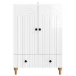 vidaXL Servírovacia skriňa Biela s vysokým leskom 66 x 34,5 x 95 cm – Obrázok 5