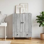 vidaXL Servírovacia skriňa so zásuvkou Sivá sonoma 66 x 34,5 x 95 cm – Obrázok 3