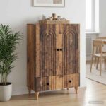 vidaXL Servírovacia skriňa so zásuvkou Staré drevo 66 x 34,5 x 95 cm – Obrázok 3