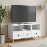 vidaXL TV skrinka Biely 102 x 34,5 x 50 cm Konštruované drevo – Obrázok 4